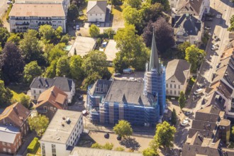 Aerial view, renovation of St. Peter and Paul Catholic Church, Hattingen, Ruhr area, North