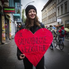 DEU Germany Germany Berlin Demonstration against rent increases and gentrification.woman