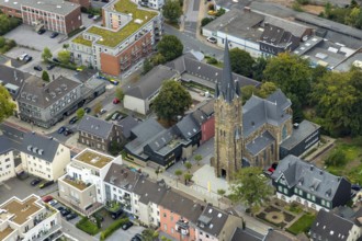 Aerial view, catholic church St. Suitbertus, Heiligenhaus, Ruhr area, North Rhine-Westphalia,