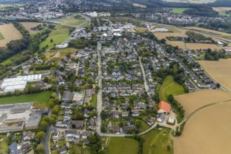 Aerial view, commercial area, Schwepper Beschlag GmbH, residential area local view Hetterscheidt,