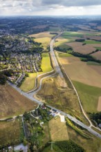 Aerial view, construction site new motorway A44, Ratinger Straße, Heiligenhaus, Ruhr area, North