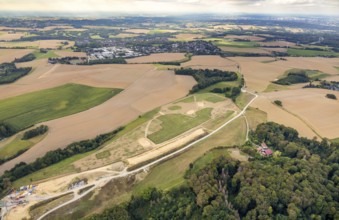 Aerial view, construction site new motorway A44, Heiligenhaus, Ruhr area, North Rhine-Westphalia,