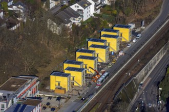 Aerial view, new development area residential estate Walter-Freitag-Straße, at Herdecke railway