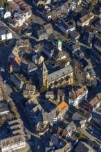 Aerial view, old town, town hall, Protestant collegiate church Herdecke, Ruhr area, North