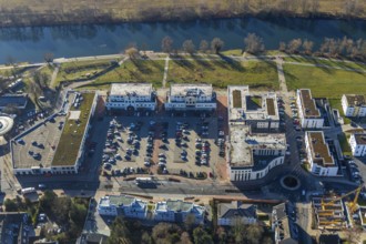 Aerial view, Ruhr river, Ruhr-Aue district, Ruhr promenade, Herdecke, Ruhr area, North