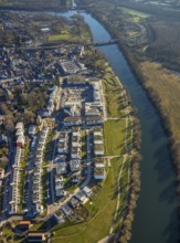 Aerial view, Ruhr-Aue district, Ruhr promenade, Ruhr river, Herdecke, Ruhr area, North