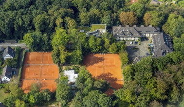 Aerial view, Waldhotel Heiligenhaus, Tennisvereinigung Grün-Weiß, Heiligenhaus, Ruhr area, North