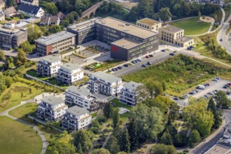 Aerial view, Campus Velbert Heiligenhaus of Bochum University of Applied Sciences, residential area
