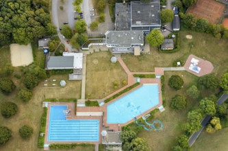 Aerial view, HeljensBad, Heiligenhaus, Ruhr area, North Rhine-Westphalia, Germany, bathing