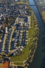 Aerial view, Ruhr-Aue district, Ruhr promenade, Ruhr river, Herdecke, Ruhr area, North