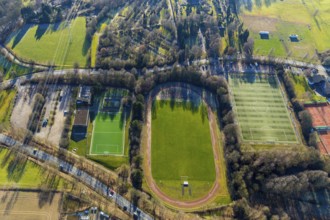 Aerial view, sports facility Herdecke Ende, new small playing field, Ende, Herdecke, Ruhr area,
