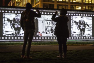 DEU Germany Germany Berlin Light projections and art installations for the 30th anniversary of the