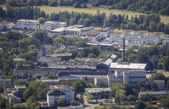 Aerial view, Idealspaten Bredt GmbH plant, new development area, residential area