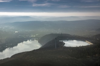 Aerial view, Ruhr, Köpchenwerk, pumped storage plant, Wittbräucke, Herdecke, Ruhr area, North