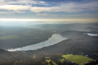 Aerial view, Ruhr, Köpchenwerk, pumped storage plant, Wittbräucke, Herdecke, Ruhr area, North