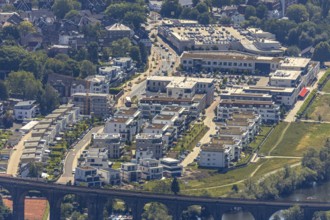 Aerial view, Quartier Ruhr-Aue Center, Ruhrpromenade, Herdecke, Ruhr area, North Rhine-Westphalia,