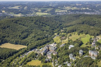 Aerial view, forest area with distant view, Community Hospital Herdecke, Waldorfkindergarten