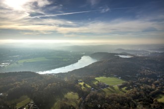 Aerial view, Ruhr, Köpchenwerk, pumped storage plant, Wittbräucke, Herdecke, Ruhr area, North