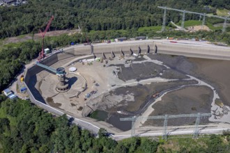 Aerial photo, RWE has completely emptied the large upper reservoir for the main inspection at the