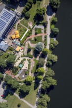 Aerial view, Zweibrücker Hof, Ruhrstrand 54 beer garden, mini golf, Herdecke, Ruhr area, North