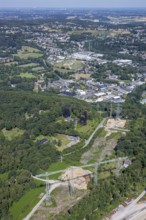 Aerial view, industrial area Gahlenfeld, construction site power line, end, Herdecke, Ruhr area,
