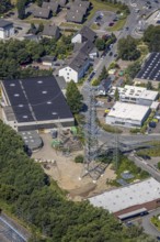 Aerial view, industrial area Gahlenfeld, construction site power line, end, Herdecke, Ruhr area,