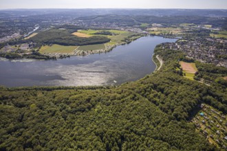 Aerial view, Harkortsee, view to Kaisberg Hagen-Vorhalle, campsite at Harkortsee, Wetter, Ruhr