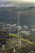 Aerial photo, construction power line Dortmund-Hagen, power pylons, high voltage, Ostend, Herdecke,