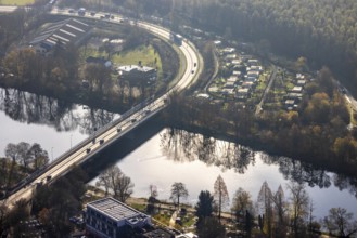 Aerial view, river bridge, federal road B54, Hagener Straße, Ruhr, Ruhr valley, Herdecke, Ruhr