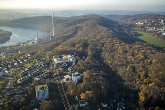 Aerial photo, Cuno power station, Harkortsee, Höhenzug Haarstrang, Herdecke, Ruhr area, North