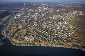 Aerial view, overview Herdecke, Heygsteysee, Harkortsee, Cuno power plant, Köpchenwerk, RWE pumped