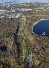 Aerial photo, Köpchenwerk, pumped-storage power station, power pylons, Wittbräucke, Herdecke, Ruhr