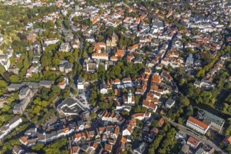 Aerial view, old town, city centre, Herford Minster, town hall, Herford city, Herford,