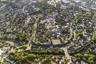 Aerial view, townscape, Herford city, Herford, city wall, Ostwestfalen-Lippe, OWL, North