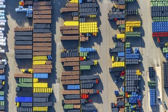 Aerial view, SULO Umwelttechnik GmbH, coloured waste bins, Herford city, Herford,