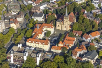 Aerial view, old town, city centre, Herford Minster, town hall, Herford city, Herford,