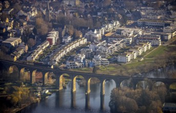 Aerial view, Ruhr viaduct, Ruhr bridge, Ruhr valley, Herdecke, Ruhr area, North Rhine-Westphalia,
