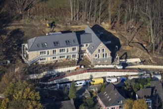 Aerial view, new building kindergarten Am Bergweg, Westende, Herdecke, Ruhr area, North