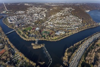 Aerial view, overview Herdecke, Ruhr, motorway A1, Herdecke, Ruhr area, North Rhine-Westphalia,