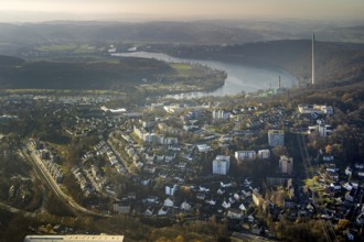 Aerial view, overview Herdecke, Ruhr, Harkortsee, Cuno power plant, Herdecke, Ruhr area, North