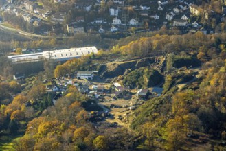 Aerial photo, quarry, quarry operation Grandi, Am Jollenstein, Wittbräucke, Herdecke, Ruhr area,