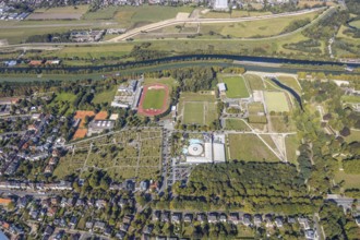 Aerial view, Maximare Erlebnistherme Bad Hamm, Sports Centre East, Ahsedüker construction site,