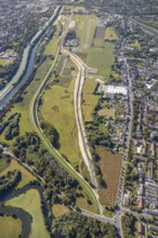Aerial view, Hamm airfield, Mattenbecke sewage treatment plant, Lippe floodplain, Datteln-Hamm