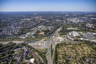 Aerial view, motorway junction Herne, new construction tunnel Baukau from the A43 to the A42,