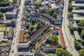 Aerial view, housing estate Goebenstraße, Herne, Ruhr area, North Rhine-Westphalia, Germany, DE,
