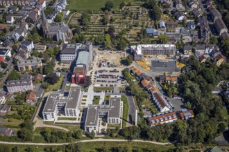 Aerial view, construction site Widumer Höfe, the future retirement home of the St Elisabeth Group,