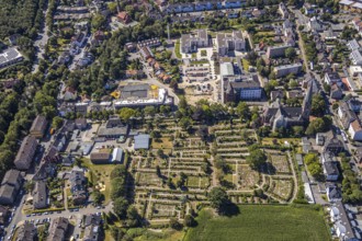 Aerial view, construction site Widumer Höfe, the future retirement home of the St Elisabeth Group,