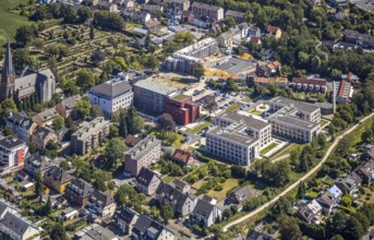 Aerial view, construction site Widumer Höfe, the future retirement home of the St Elisabeth Group,