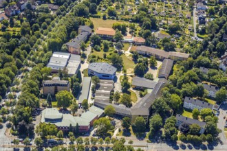 Aerial view, Hiberniaschule Herne, Hibernia Kindergarten, Holsterhauser Straße, allotment garden