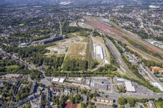 Aerial view, construction site new Stadler Rail Vehicles branch, former General Blumenthal mine